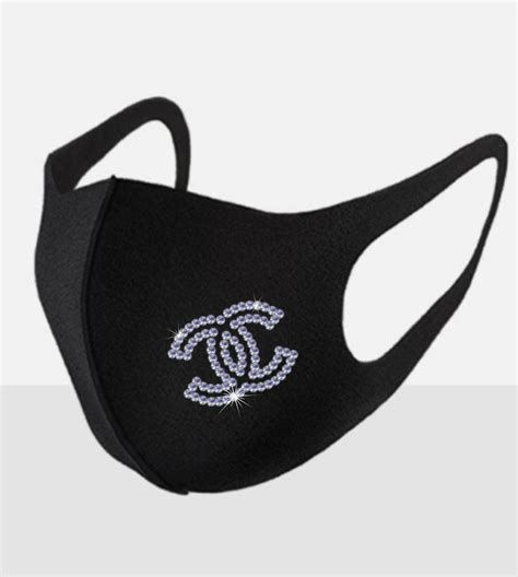 masque tissu chanel|Chanel face mask with rhinestones.